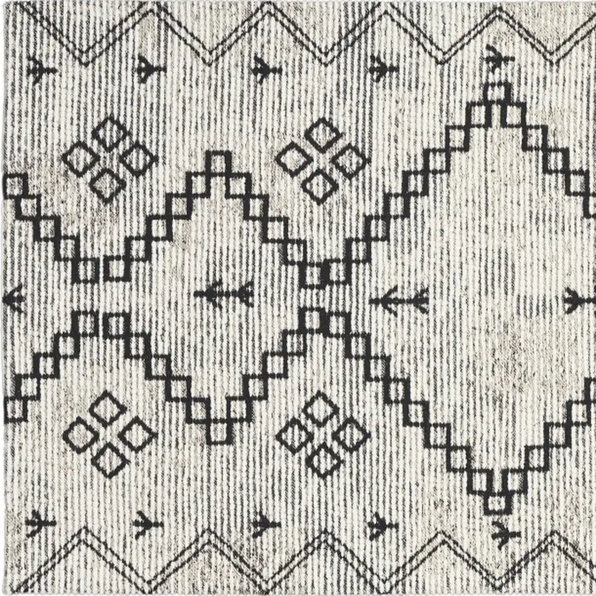 Ivory Geometric Worn Faded Area Rug Photo 8