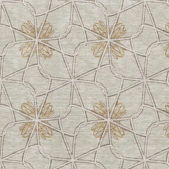 Ivory Gold And Beige Geometric Washable Area Rug With UV Protection Photo 2