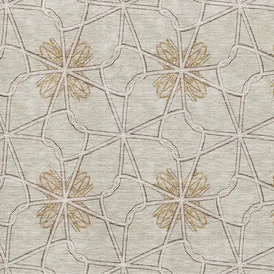 Ivory Gold And Beige Geometric Washable Area Rug With UV Protection Photo 2