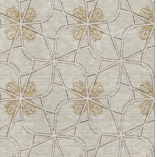 Ivory Gold And Beige Geometric Washable Area Rug With UV Protection Photo 2