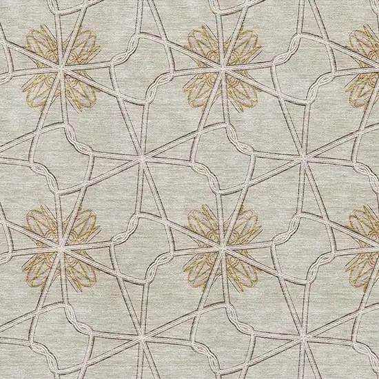 Ivory Gold And Beige Geometric Washable Area Rug With UV Protection Photo 2