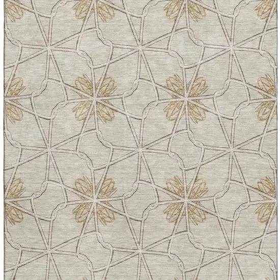 Ivory Gold And Beige Geometric Washable Area Rug With UV Protection Photo 2