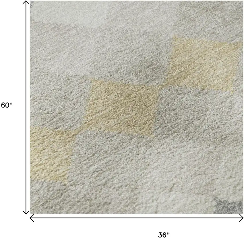 Ivory Gold And Beige Geometric Washable Area Rug With UV Protection Photo 9