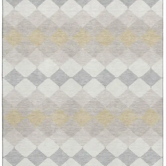 Ivory Gold And Beige Geometric Washable Area Rug With UV Protection Photo 4