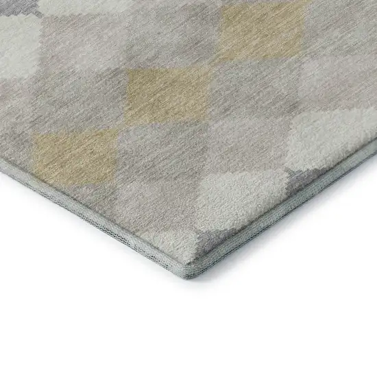 Ivory Gold And Beige Geometric Washable Area Rug With UV Protection Photo 7