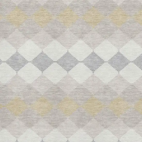 Ivory Gold And Beige Geometric Washable Area Rug With UV Protection Photo 3