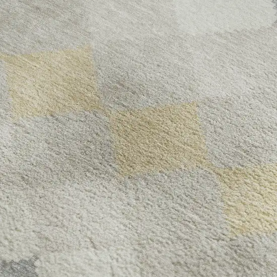 Ivory Gold And Beige Geometric Washable Area Rug With UV Protection Photo 3