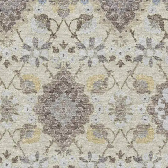 Ivory Gold And Beige Oriental Washable Area Rug With UV Protection Photo 3