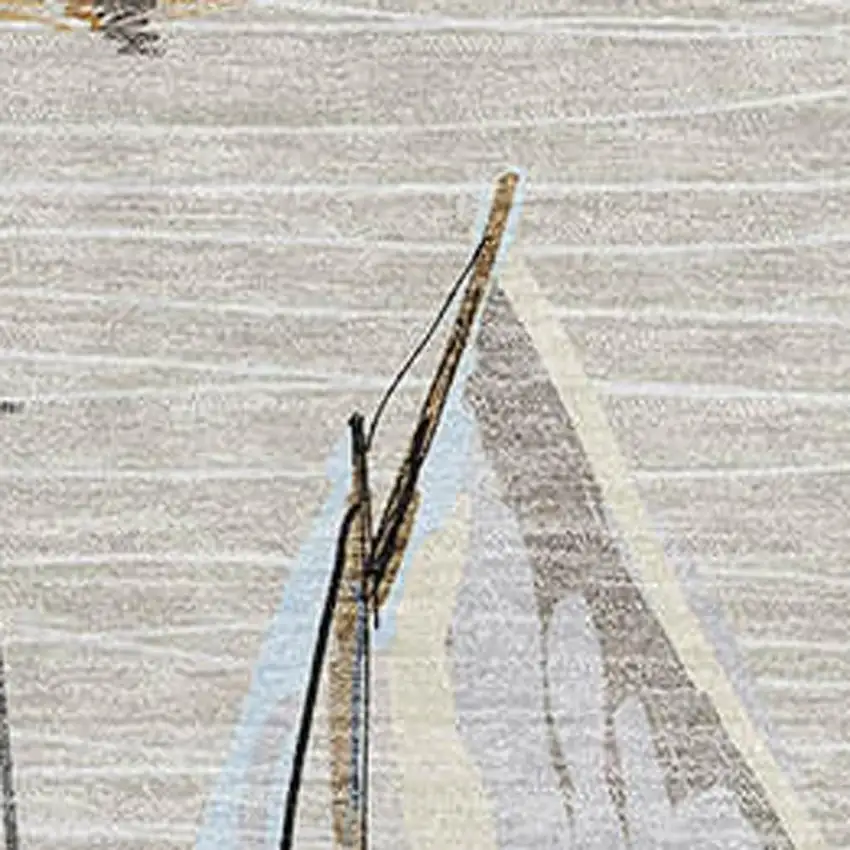 Ivory Gold And Black Nautical Washable Area Rug With UV Protection Photo 4