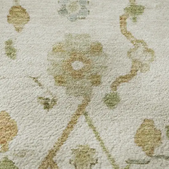 Ivory Gold And Blue Floral Washable Area Rug With UV Protection Photo 8