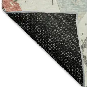 Photo of Ivory Gold And Blush Abstract Geometric Washable Area Rug With UV Protection