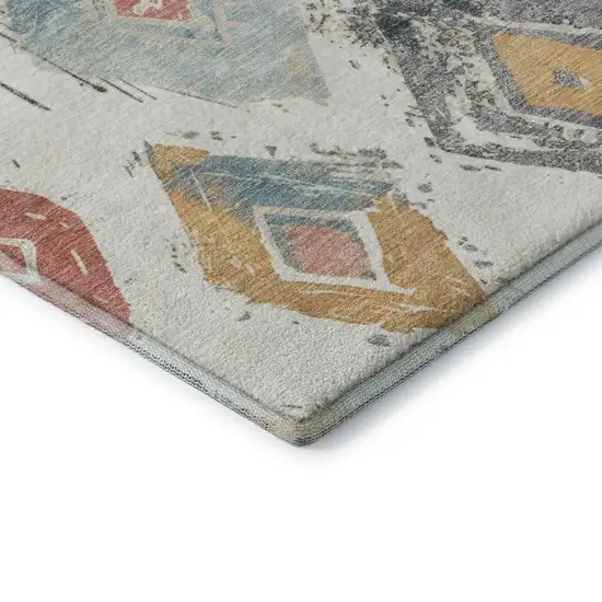 Ivory Gold And Blush Abstract Geometric Washable Area Rug With UV Protection Photo 8