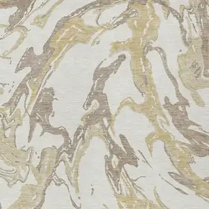 Photo of Ivory Gold And Brown Abstract Washable Indoor Outdoor Area Rug