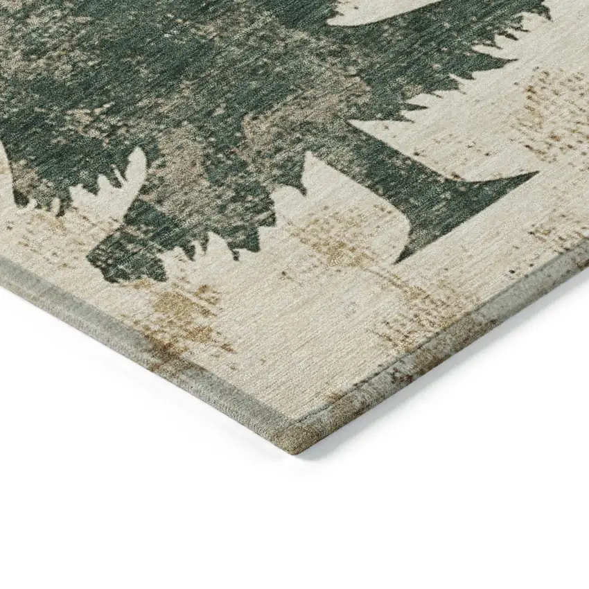 Ivory Gold And Burgundy Trees Washable Indoor Outdoor Area Rug Photo 7