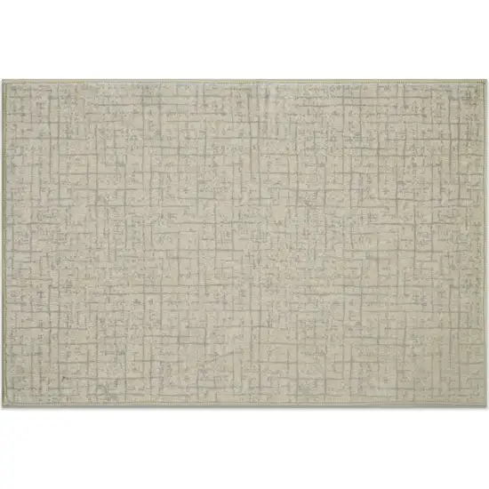 Ivory Gold And Gray Abstract Geometric Washable Area Rug Photo 2