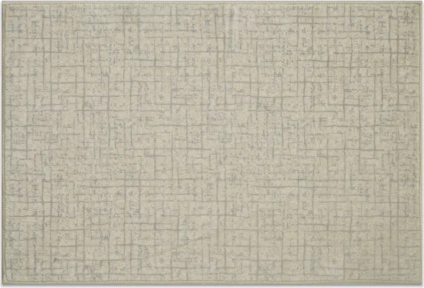 Ivory Gold And Gray Abstract Geometric Washable Area Rug Photo 2