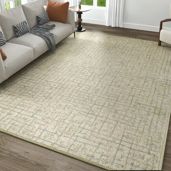 Ivory Gold And Gray Abstract Geometric Washable Area Rug Photo 9