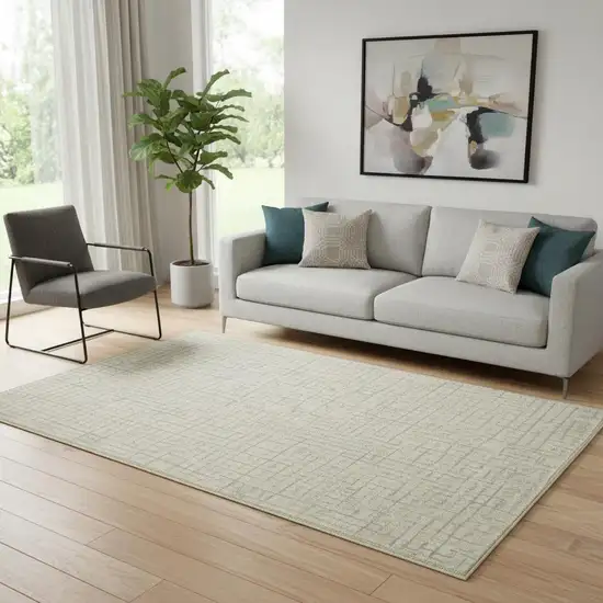 Ivory Gold And Gray Abstract Geometric Washable Area Rug Photo 1