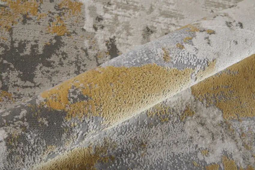 Ivory Gold And Gray Abstract Stain Resistant Area Rug Photo 9