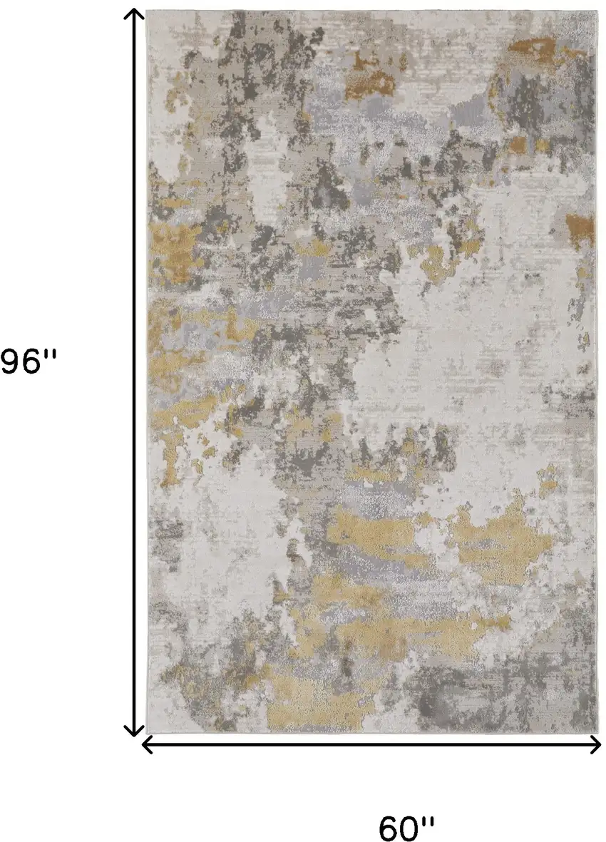 Ivory Gold And Gray Abstract Stain Resistant Area Rug Photo 10