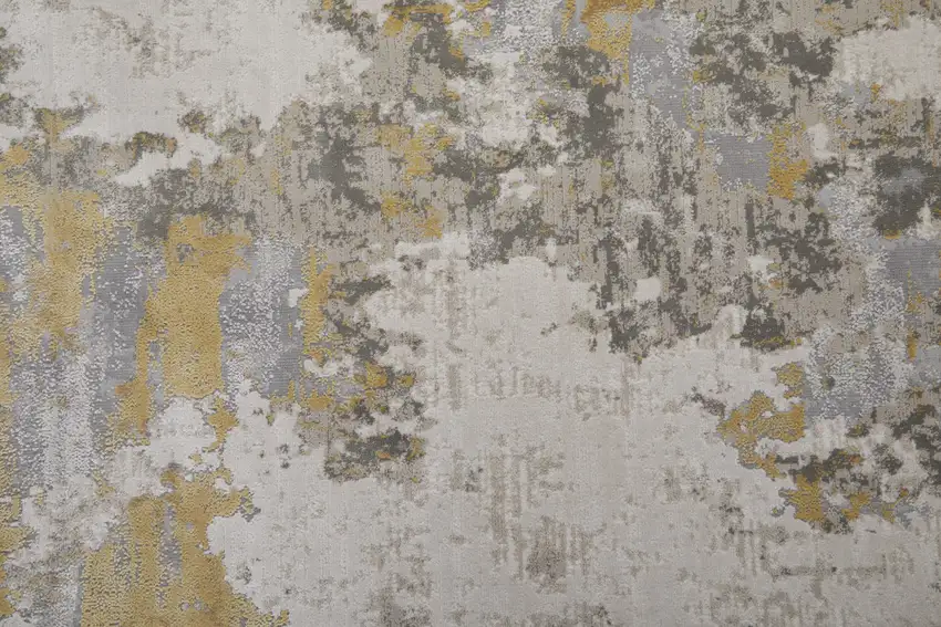 Ivory Gold And Gray Abstract Stain Resistant Area Rug Photo 6