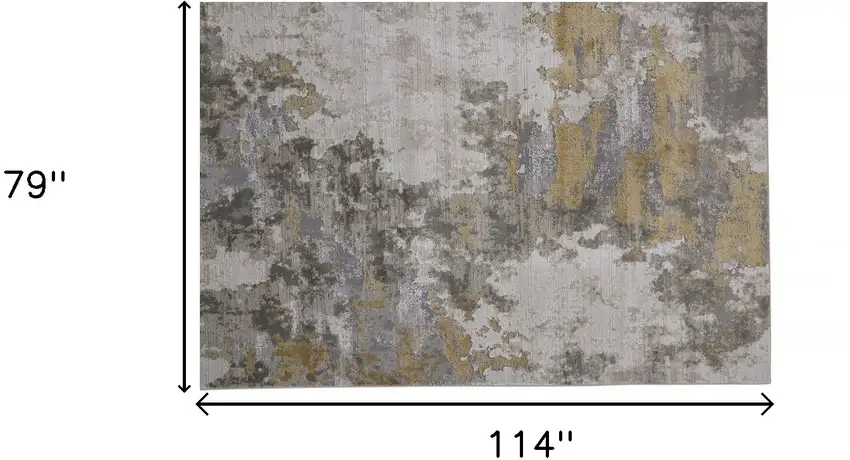 Ivory Gold And Gray Abstract Stain Resistant Area Rug Photo 9