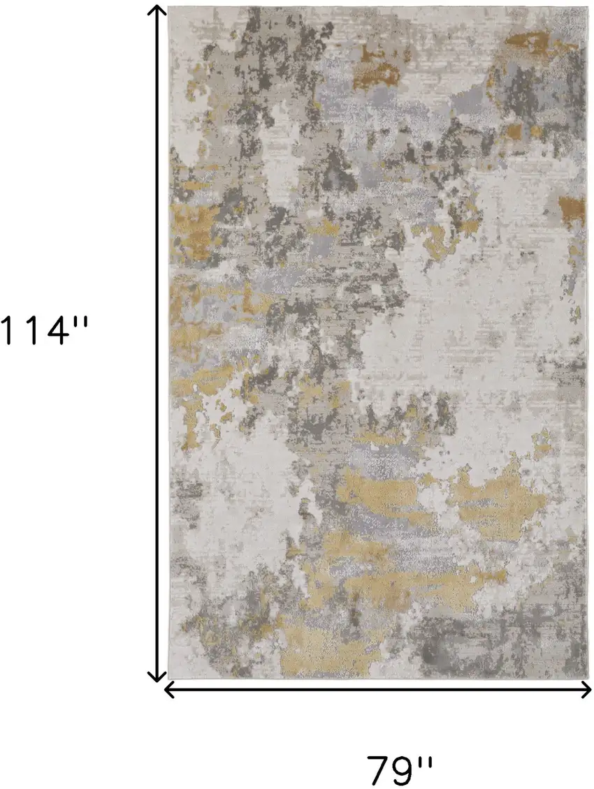 Ivory Gold And Gray Abstract Stain Resistant Area Rug Photo 3