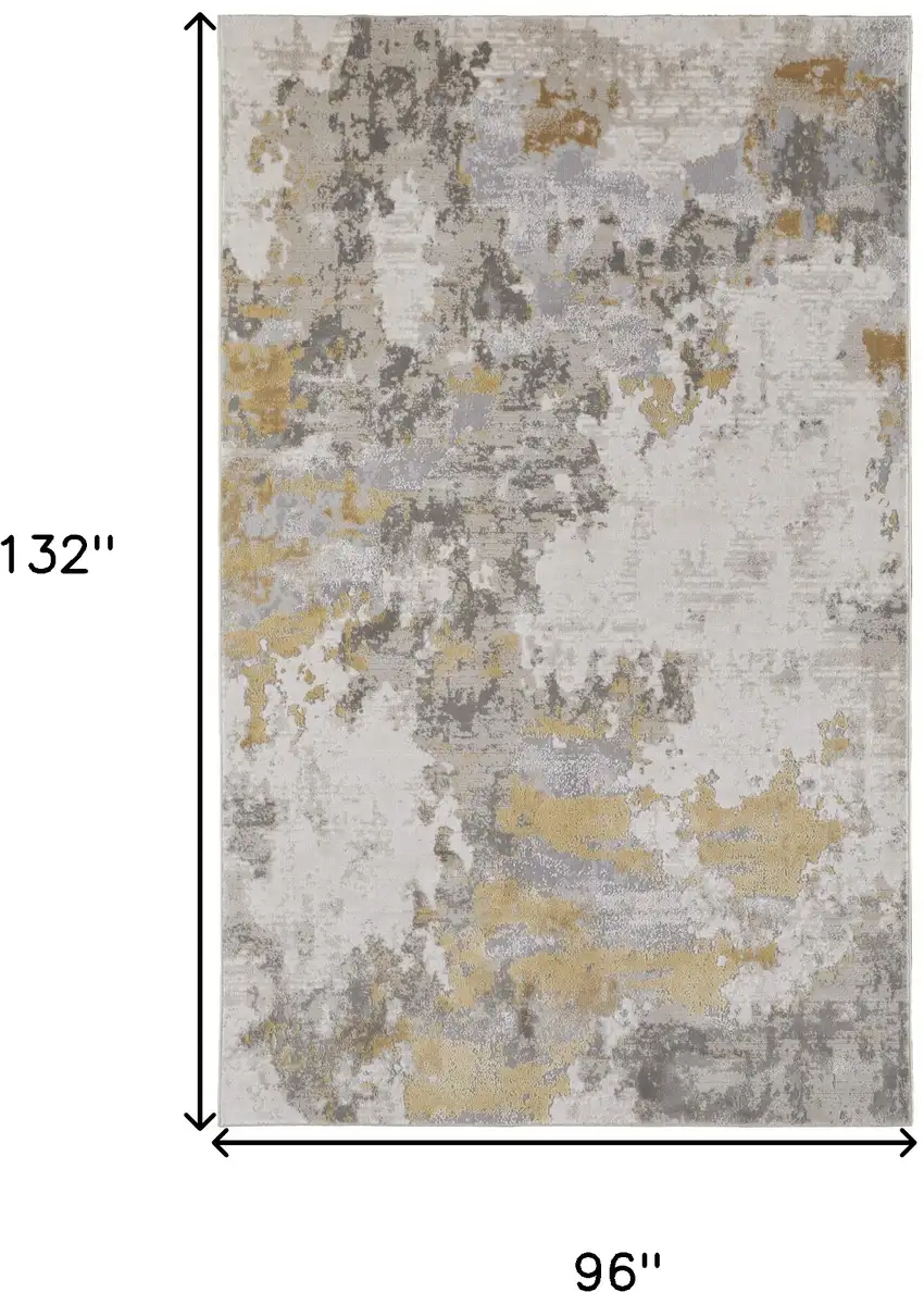 Ivory Gold And Gray Abstract Stain Resistant Area Rug Photo 10
