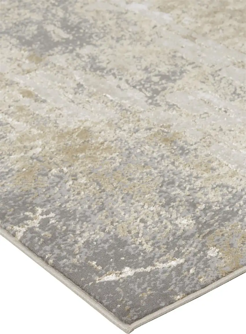 Ivory Gold And Gray Abstract Stain Resistant Area Rug Photo 6