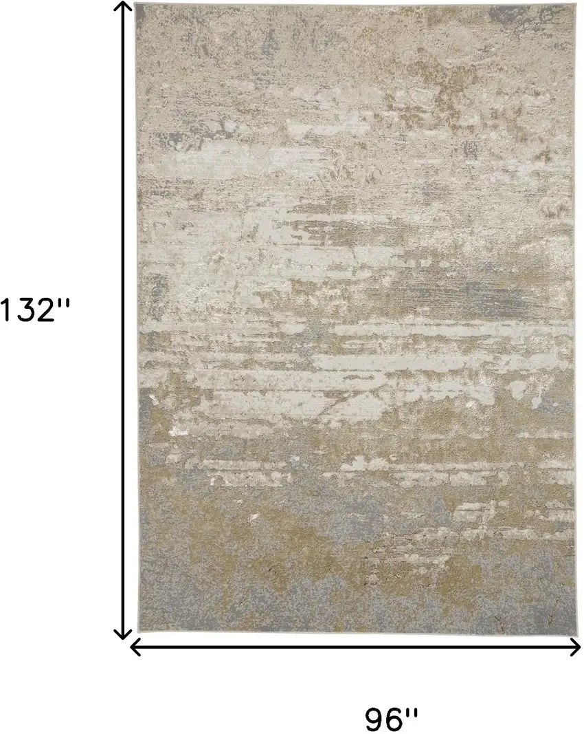 Ivory Gold And Gray Abstract Stain Resistant Area Rug Photo 8