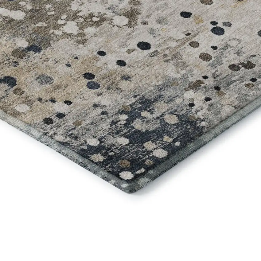 Ivory Gold And Gray Abstract Washable Area Rug With UV Protection Photo 8