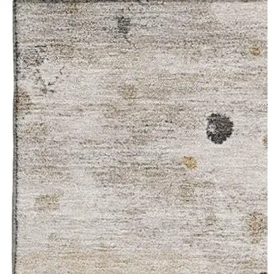 Ivory Gold And Gray Abstract Washable Area Rug With UV Protection Photo 4