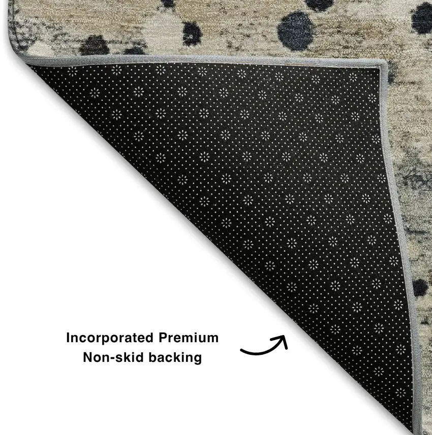 Ivory Gold And Gray Abstract Washable Area Rug With UV Protection Photo 7