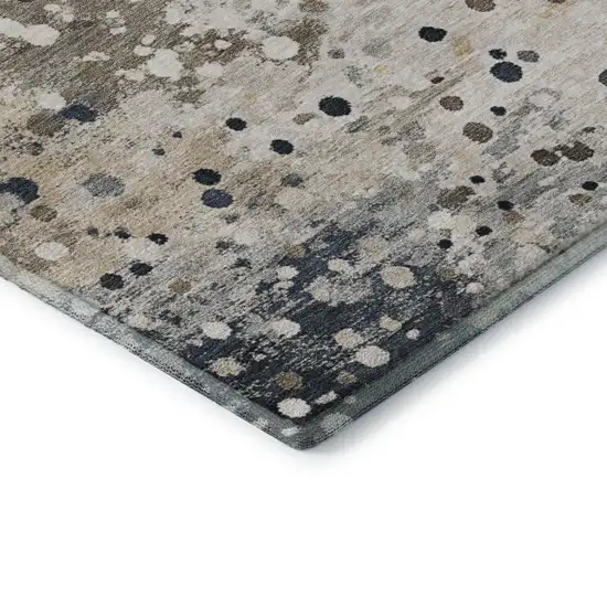 Ivory Gold And Gray Abstract Washable Area Rug With UV Protection Photo 7