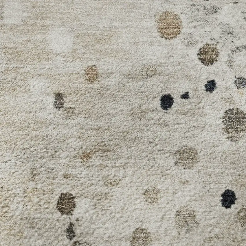 Ivory Gold And Gray Abstract Washable Area Rug With UV Protection Photo 9