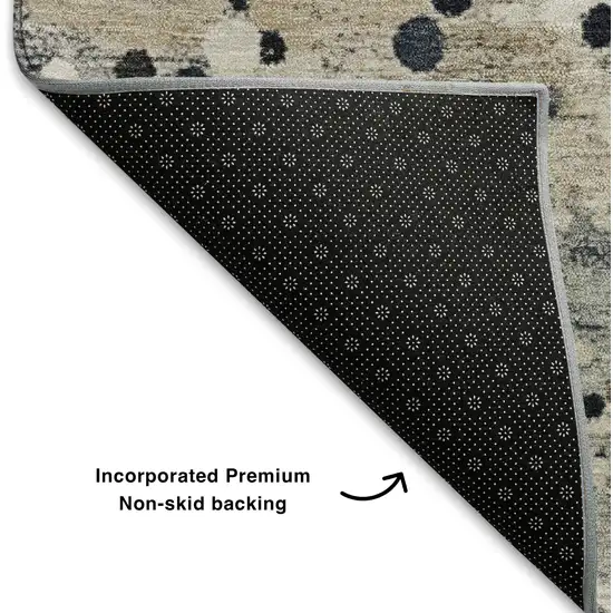 Ivory Gold And Gray Abstract Washable Area Rug With UV Protection Photo 6