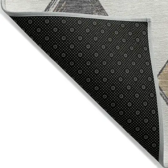 Ivory Gold And Gray Geometric Washable Indoor Outdoor Area Rug Photo 5