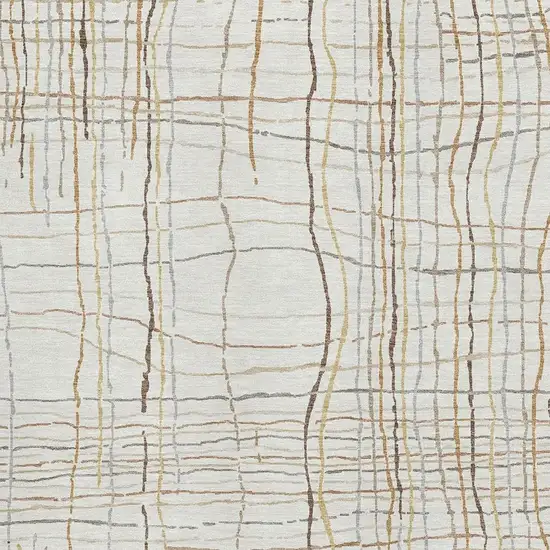 Ivory Gold And Gray Striped Washable Area Rug With UV Protection Photo 2