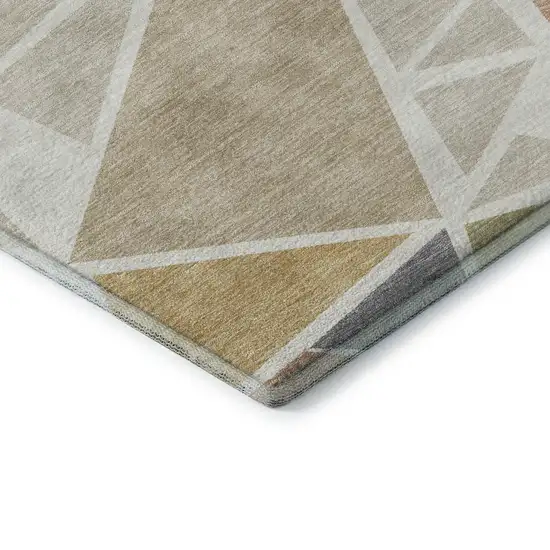 Ivory Gold And Green Geometric Washable Area Rug With UV Protection Photo 7