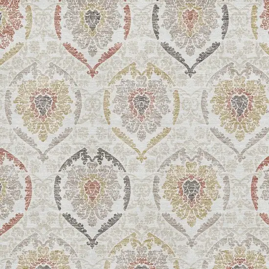 Ivory Gold And Rust Medallion Washable Area Rug With UV Protection Photo 3