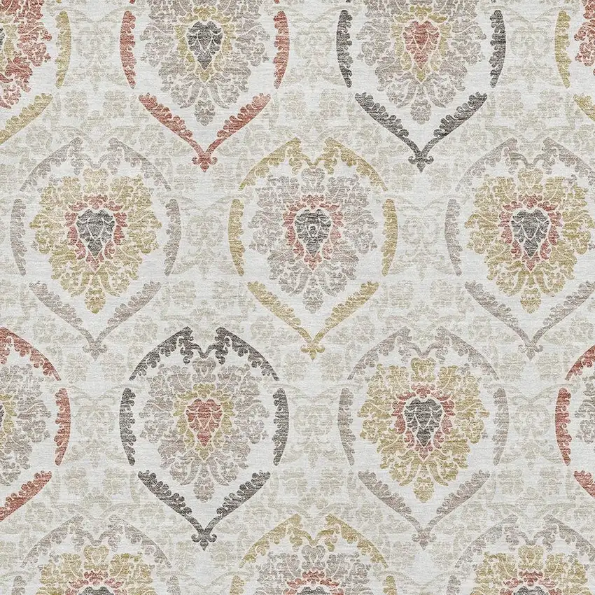 Ivory Gold And Rust Medallion Washable Area Rug With UV Protection Photo 3