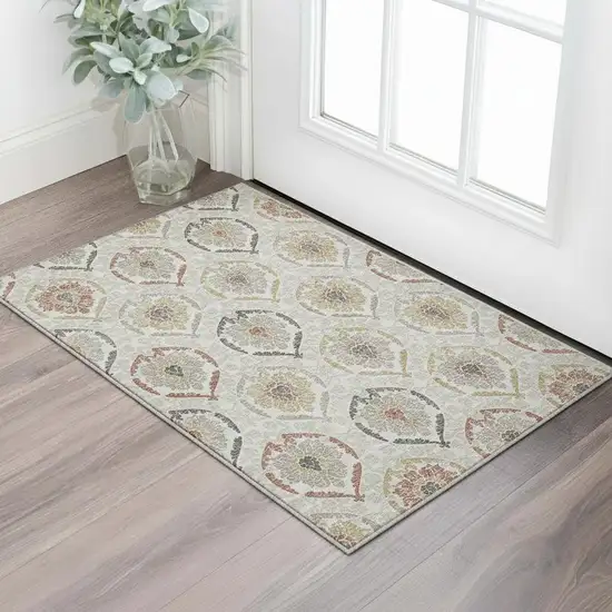 Ivory Gold And Rust Medallion Washable Area Rug With UV Protection Photo 2