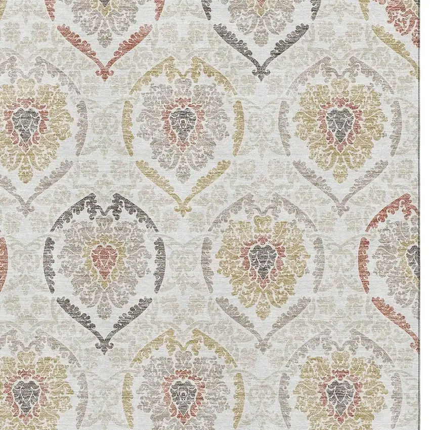 Ivory Gold And Rust Medallion Washable Area Rug With UV Protection Photo 3