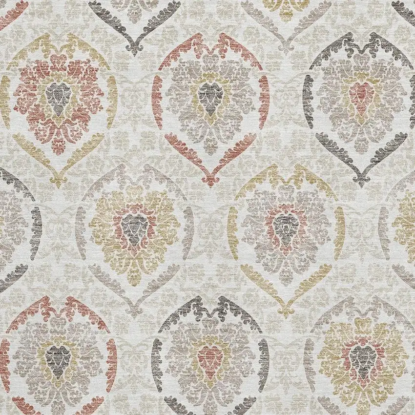 Ivory Gold And Rust Medallion Washable Area Rug With UV Protection Photo 3