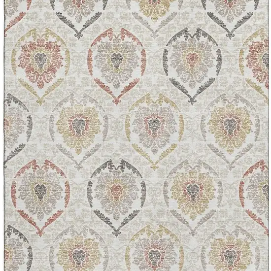 Ivory Gold And Rust Medallion Washable Area Rug With UV Protection Photo 3