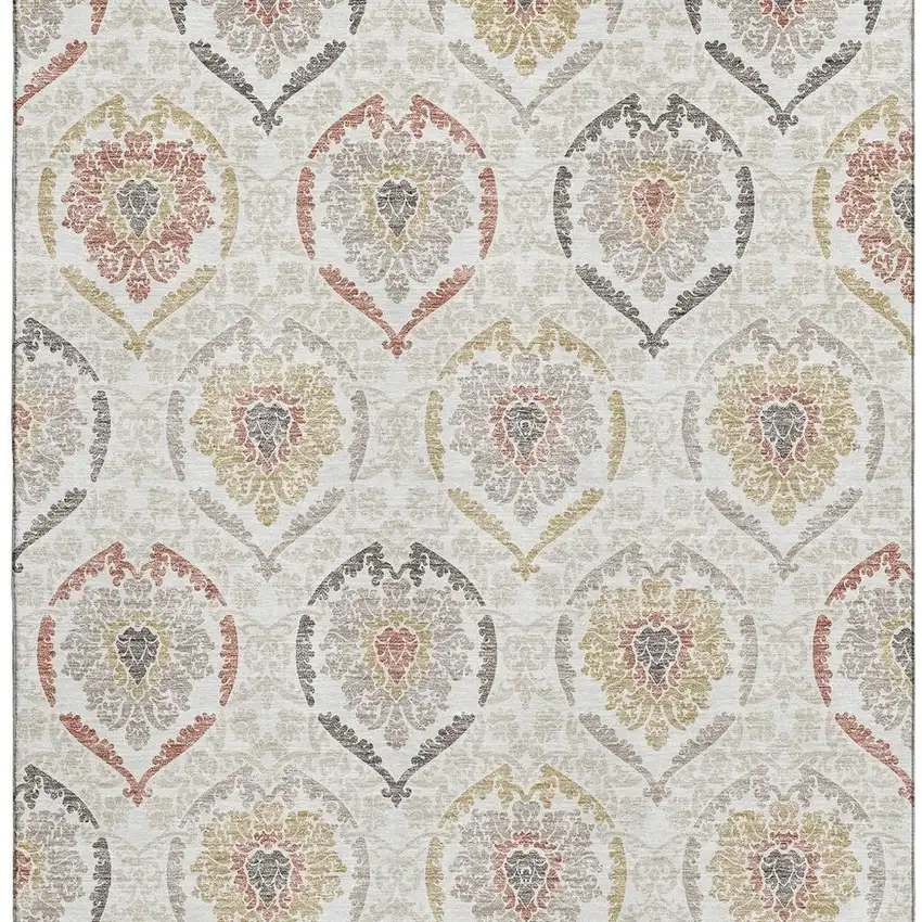 Ivory Gold And Rust Medallion Washable Area Rug With UV Protection Photo 3