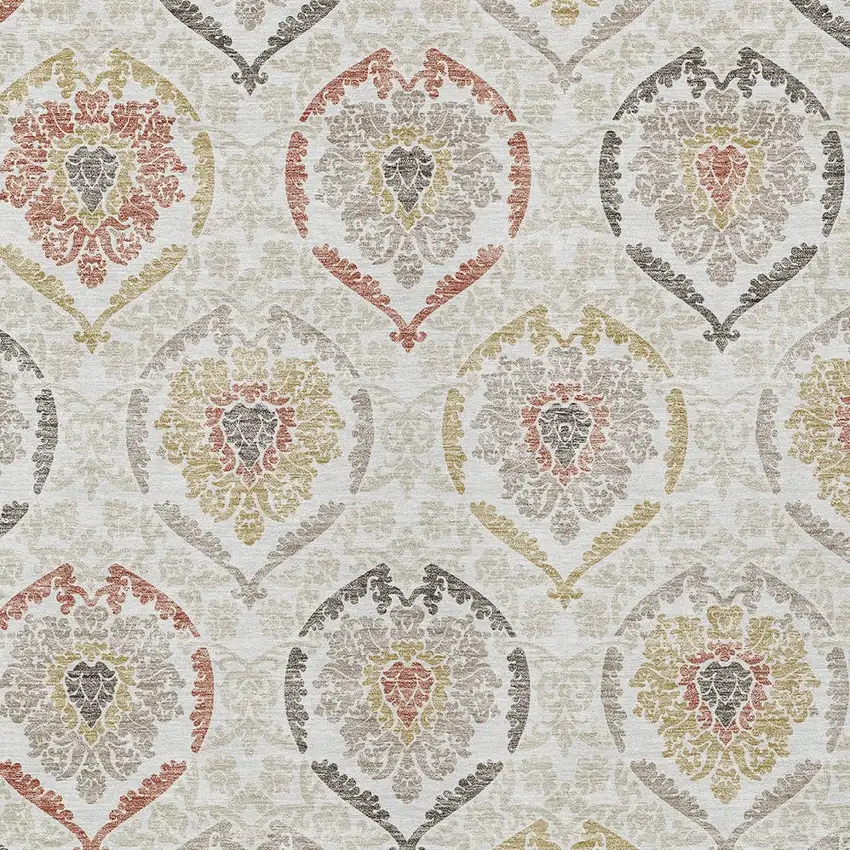 Ivory Gold And Taupe Medallion Washable Indoor Outdoor Area Rug Photo 6