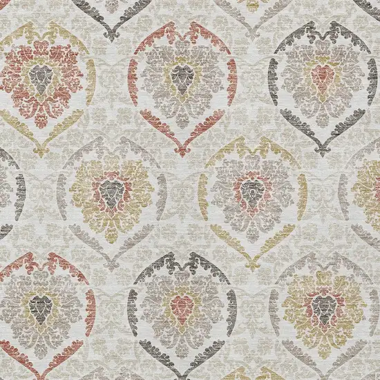 Ivory Gold And Taupe Medallion Washable Indoor Outdoor Area Rug Photo 6