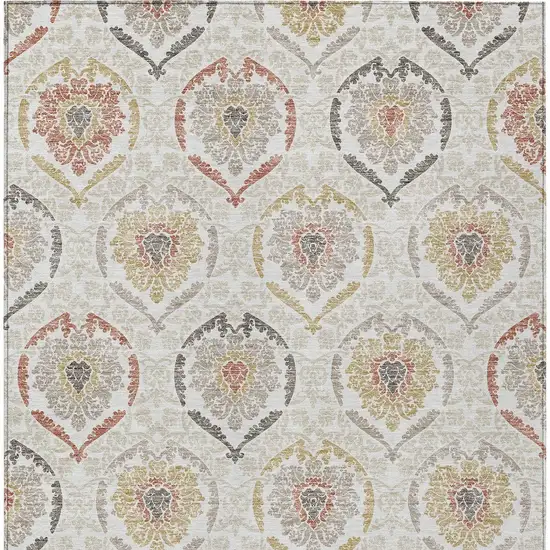 Ivory Gold And Taupe Medallion Washable Indoor Outdoor Area Rug Photo 8