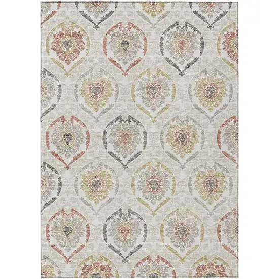 Ivory Gold And Taupe Medallion Washable Indoor Outdoor Area Rug Photo 2